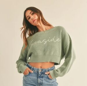 Mable Sage Knit Sweater Seaside Size Large Cropped